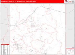 Sierra Vista-Douglas Metro Area Digital Map Red Line Style